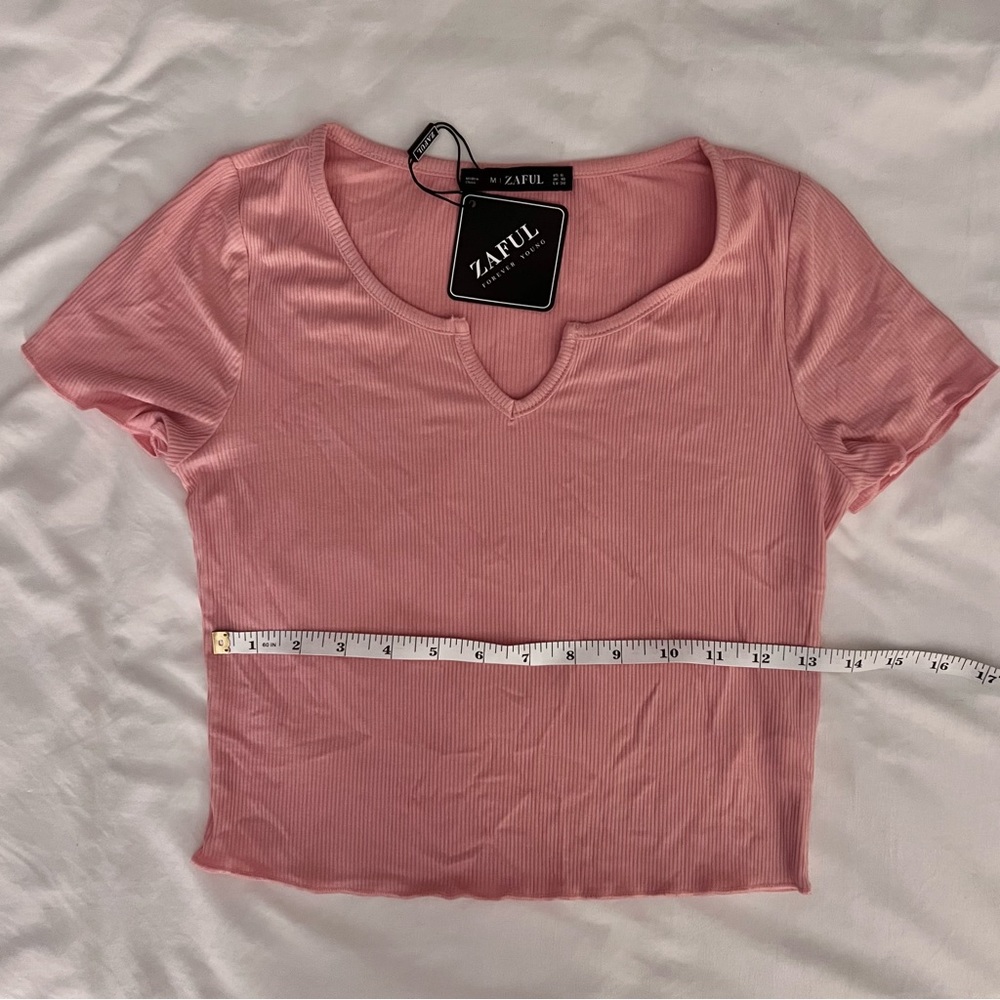 Zaful pink crop t shirt